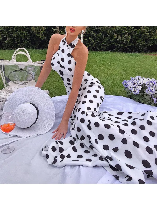 Fashion polka dot fishtail dress - Cominbuy.com 