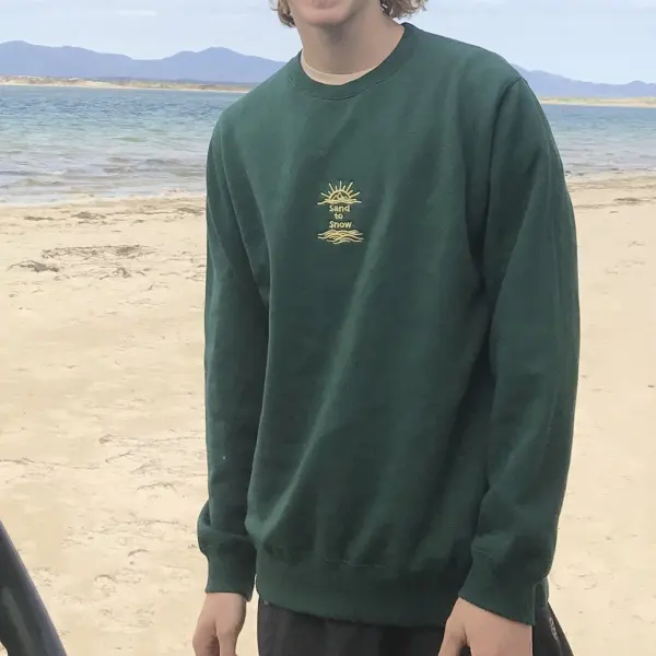 Sand to Snow embroidered crew neck sweatshirt - Faciway.com 