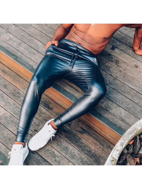 Casual Solid Leather Pants - Ootdmw.com 