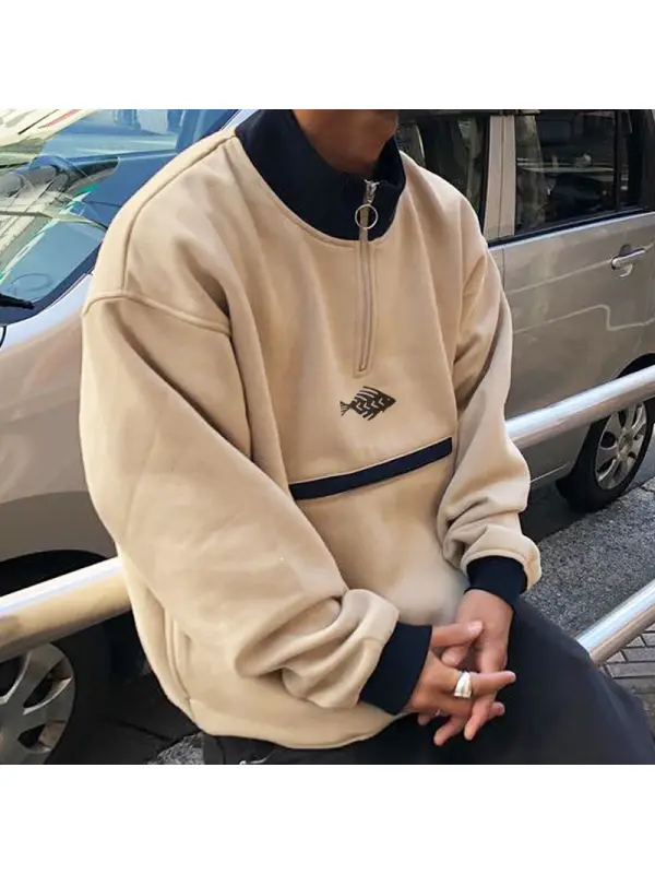 Men's Retro Polos Zipper Sweater - Anrider.com 