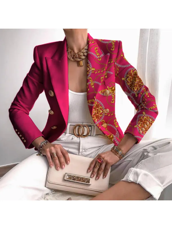 Chain Print Stitching Suit Only Mex$580.25 - Realyiyishop.com 