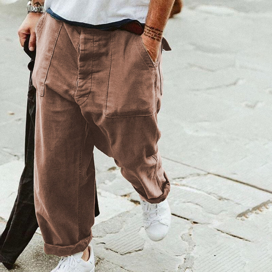 

Casual Mens Solid Color Loose Trousers