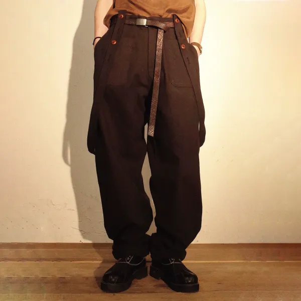 Retro Washed And Worn Detachable Strap Military Pants - Craftshock.com 