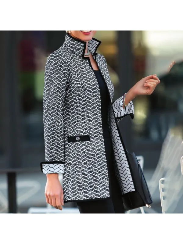 Fashion All-match Print Woolen Coat Only CA$41.58 - Realyiyishop.com 