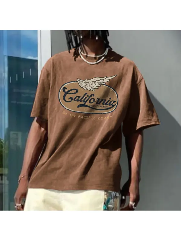 Retro Oversized California Men's T-shirt - Valiantlive.com 