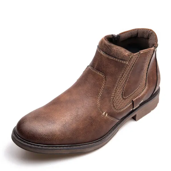 Men's Side Zipper Vintage Chelsea Boots - Elementnice.com 