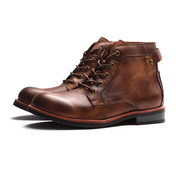 Men's Lace-up Retro Tooling Motorcycle Boots - Wayrates.com 