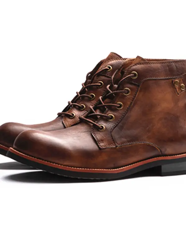 Men's Lace-up Retro Tooling Motorcycle Boots - Pragmaace.com 