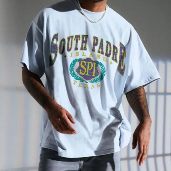 Retro Oversized SOUTH PADRE Men's T-shirt - Spiretime.com 