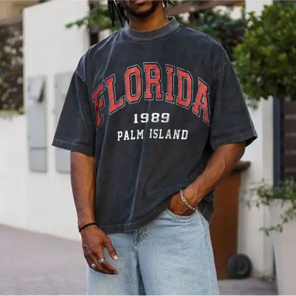 Retro Oversized FLORIDA Men's T-shirt - Ootdyouth.com 