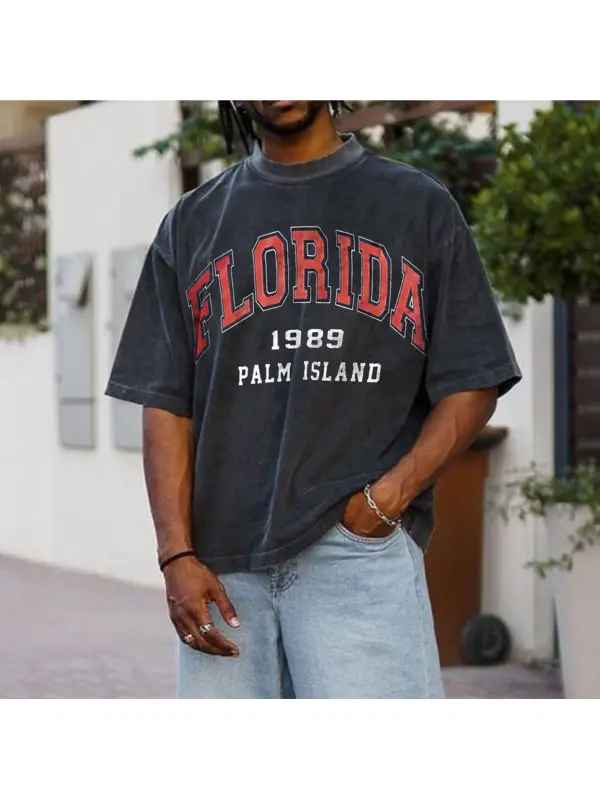 Retro Oversized FLORIDA Men's T-shirt - Valiantlive.com 