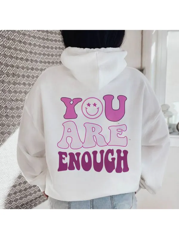 You Are Enough Printed Women's Casual Sweatshirt - Anrider.com 