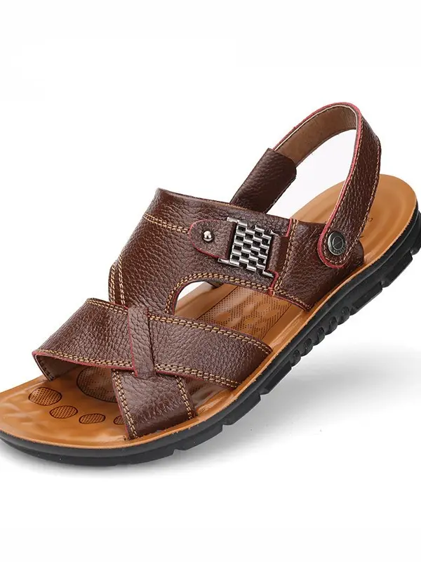 Men's Genuine Leather Soft Sandals - Wantbright.com 