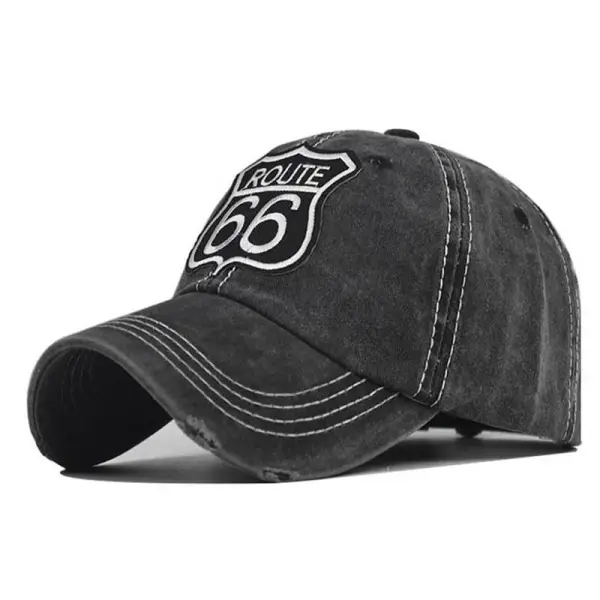 Route 66 Letter Embroidered Washed Baseball Cap - Elementnice.com 