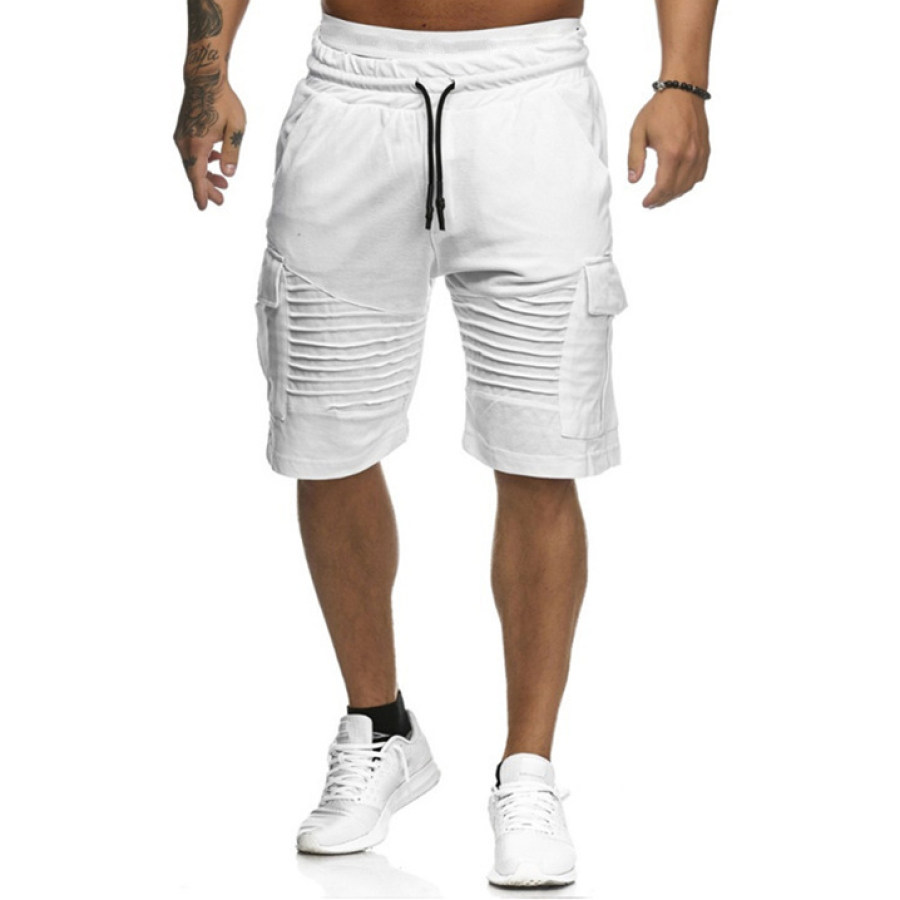 

Men's Casual Solid Color Multi-pocket Sports Shorts