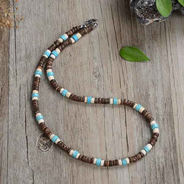 Coconut Shell Turquoise Necklace - Keymimi.com 