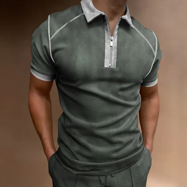 Men's Outdoor Vintage Contrasting Colors Sport PoLo Neck T-Shirt - Keymimi.com 