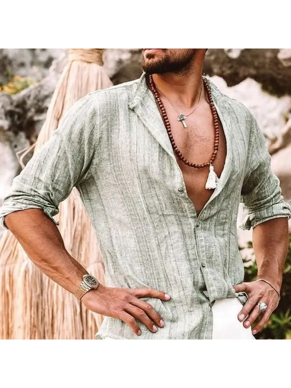 Men's Cotton And Linen Beach Casual Shirt - Anrider.com 
