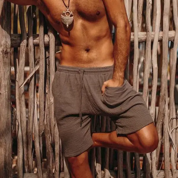 Mens Linen Minimalist Holiday Shorts - Craftshock.com 