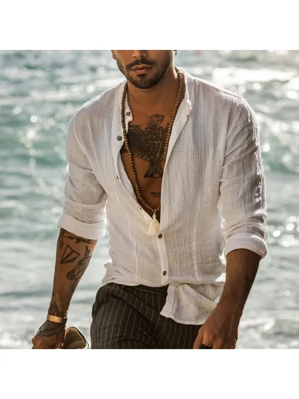 Men's Cotton And Linen Beach Casual Shirt - Cominbuy.com 