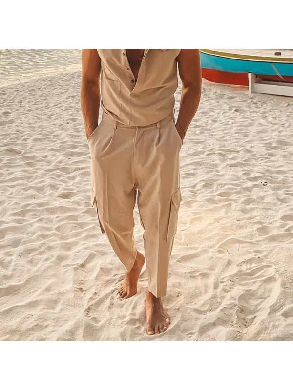 Men's Solid Color Beach Casual Pants - Anrider.com 