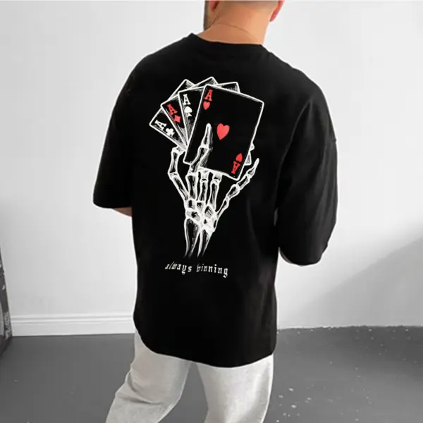 Men's Oversized Poker Print T-Shirt - Wayrates.chimpone.com 