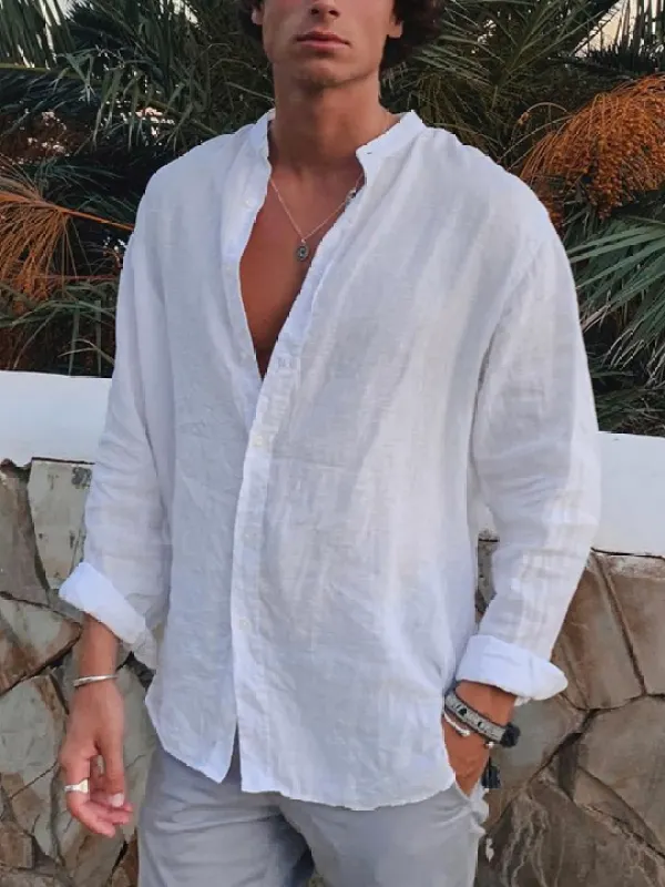 Men's Cotton And Linen Beach Casual Shirt - Sunshinetip.com 