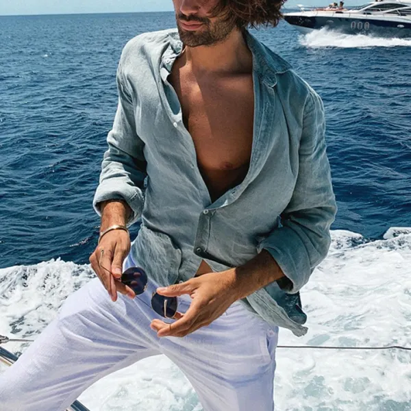 Men's Cotton And Linen Beach Casual Shirt - Ootdyouth.com 