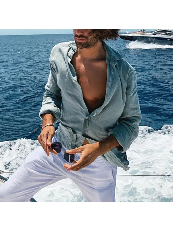 Men's Cotton And Linen Beach Casual Shirt - Anrider.com 