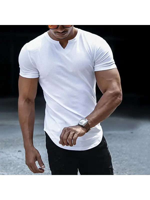Men's V-Neck Slim Fit Basic T-Shirt - Ootdmw.com 