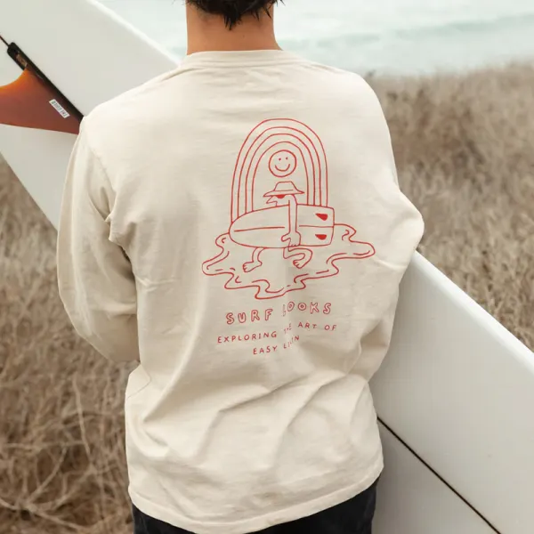 Summer Surf Retro Casual Long Sleeve Tee - Albionstyle.com 