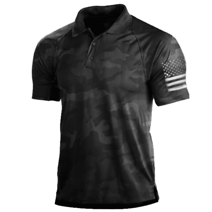 

Mens Patriotic Classic Flag Polo Shirt