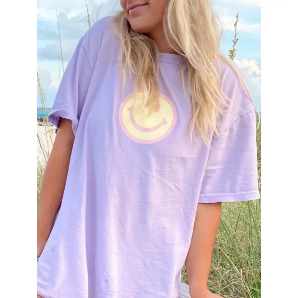 Women's Don't Forget To Smile Print Oversized T-Shirt - Spiretime.com 