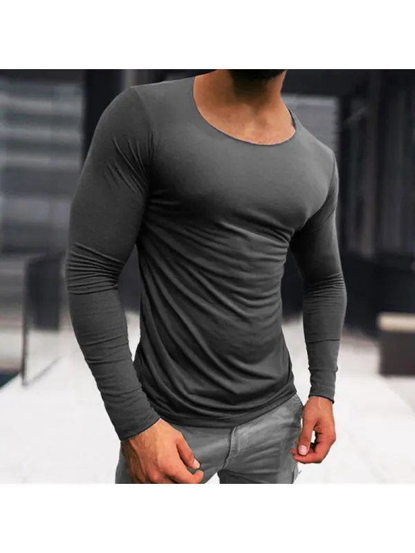 Men's Basic Cotton Breathable Long Sleeve T-Shirt - Machoup.com 