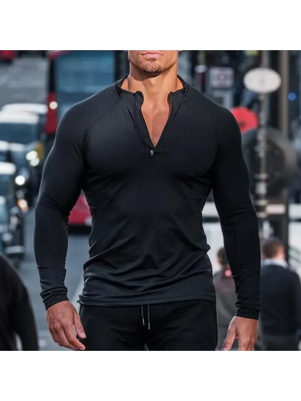 Men's Casual Slim Long Sleeve Polo T-Shirt - Shopyiyistories.com 