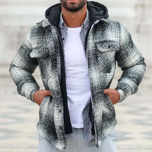 Retro Men's Casual Plaid Shirt Jacket - Ootdyouth.com 