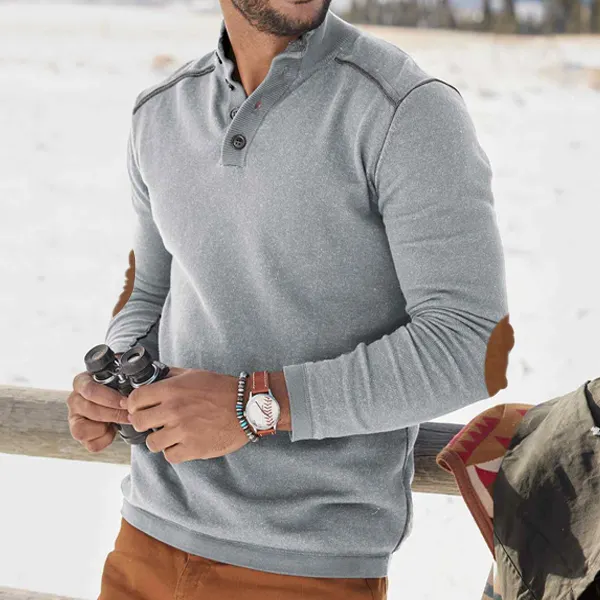 Men's Casual Solid Color Basic Henley Collar Slim Sweatshirt Only $31.89 - Wayrates.com 