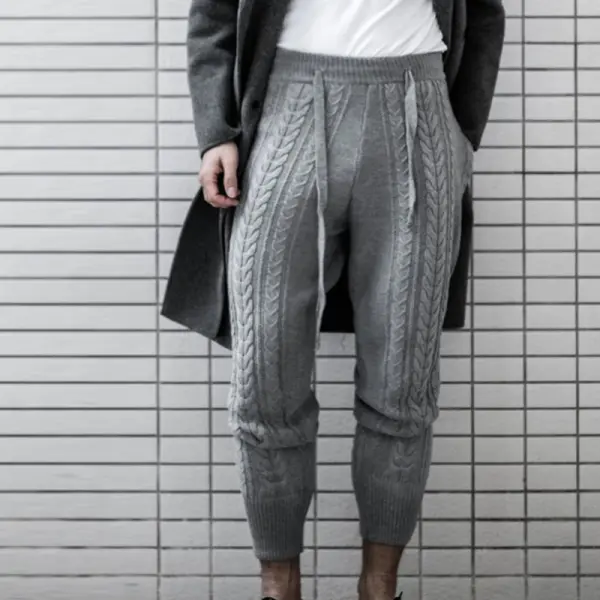 Mens Autumn And Winter Wool Knit Casual Slim Pants - Yiyistories.com 