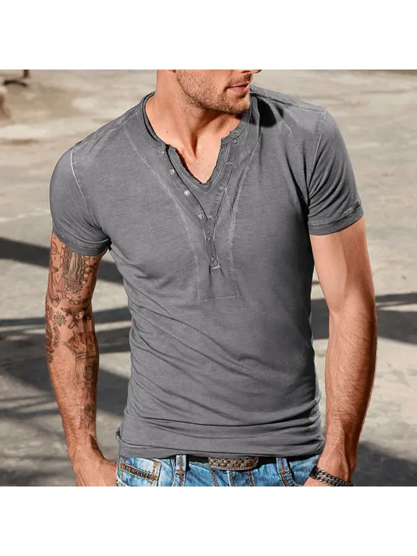 V Neck Sport Slim Short Sleeve T-Shirt - Localziv.com 