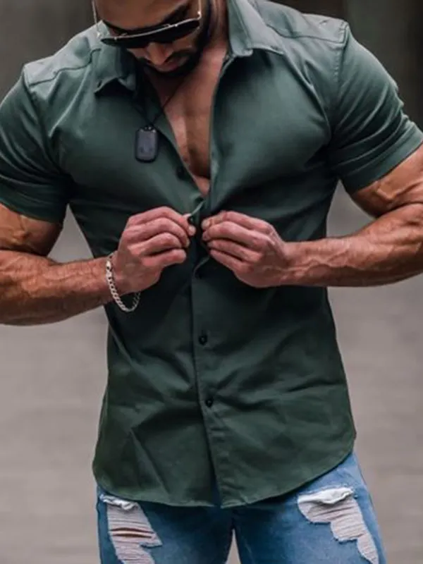 Men's Solid Color Casual Shirt - Sunshinetip.com 