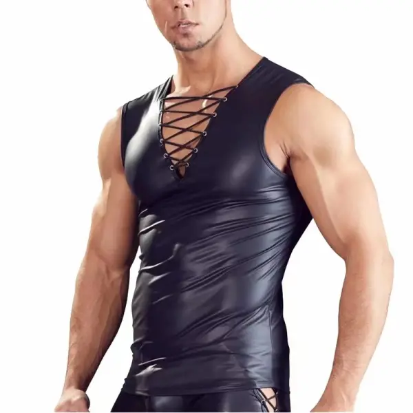 Men's Sexy Matte Leather Tank Top - Keymimi.com 