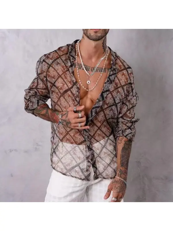 Personalized Sexy See-through Long-sleeved Shirt - Machoup.com 