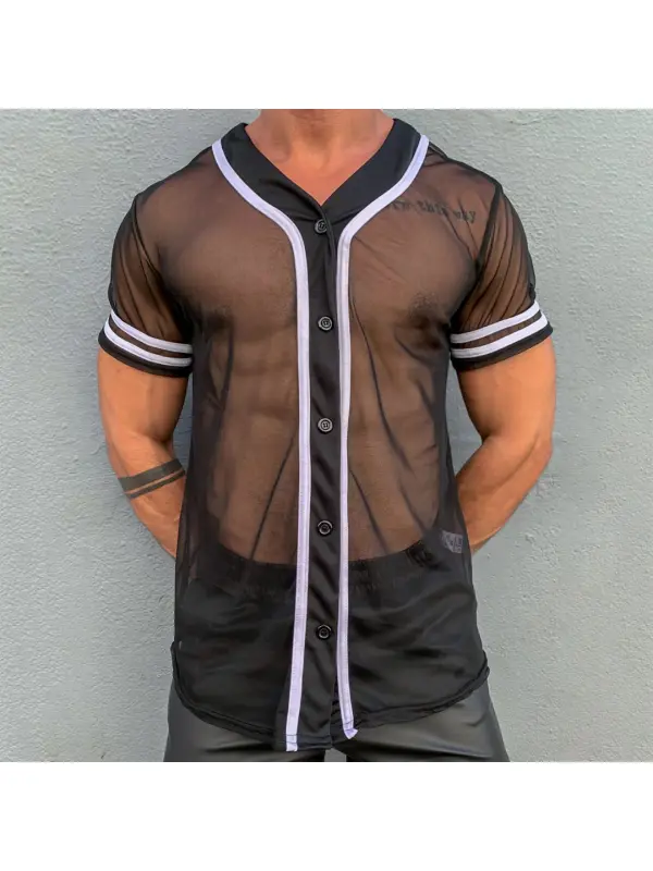 Men's Sexy Mesh Sheer Shirt - Ootdmw.com 