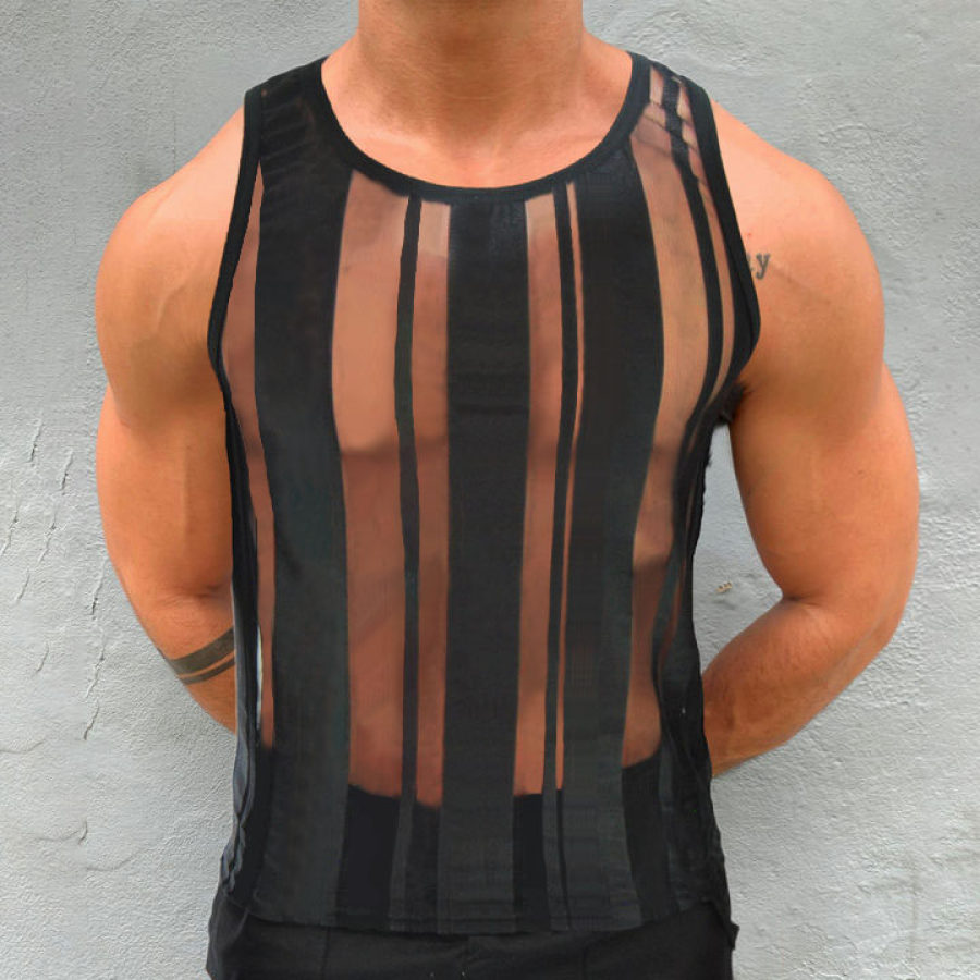 

Men's Vertical Mesh See-through Vest