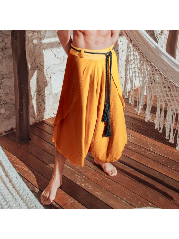 Men's Comfort Linen Elastic Waist Casual Pants - Anrider.com 