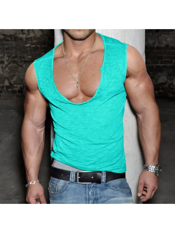 Men's Daily Basic Solid Color Vest Casual Slim V-neck Bottoming Vest - Timetomy.com 
