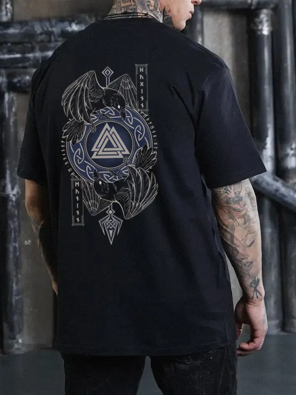Nordic Viking Raven Rune T-shirt - Sunshinenice.com 