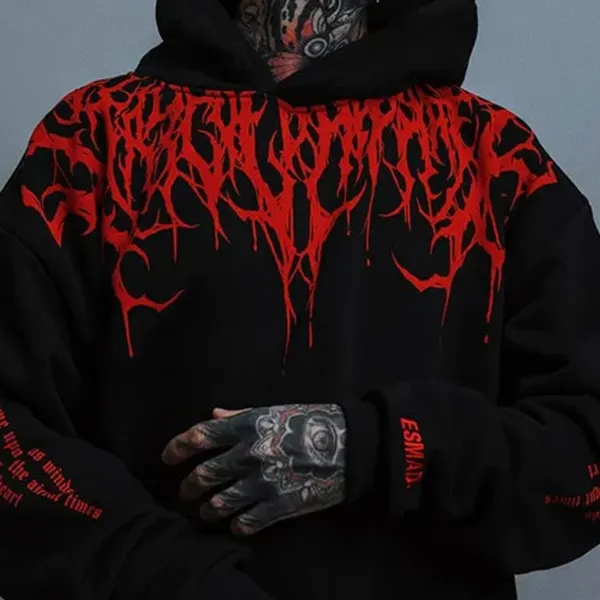 Evil Blood Oversize Large Pattern Hoodie - Manlyhost.com 