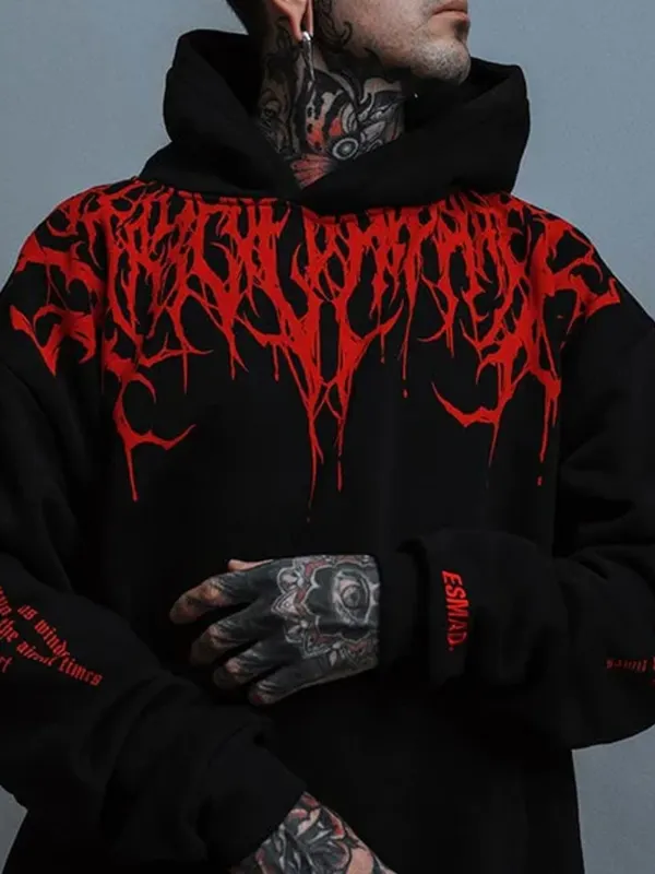 Evil Blood Oversize Large Pattern Hoodie - Pragmaace.com 