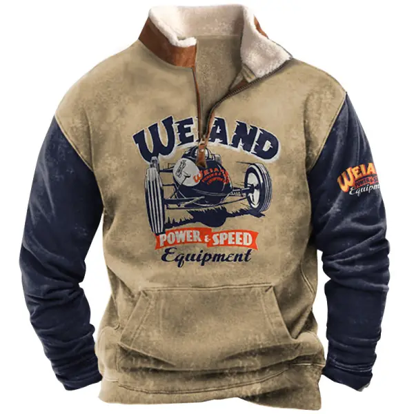 Men's Half Zip Sweatshirt Vintage Racing Weiand Print - Spiretime.com 